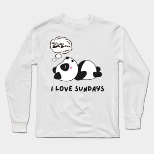 Sleeping panda I love Sundays Long Sleeve T-Shirt